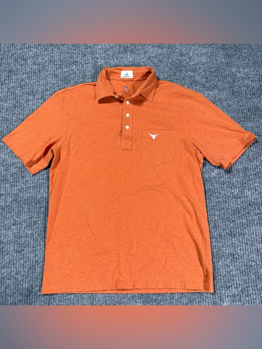 Johnnie-O Polo Shirt Texas Longhorns Cotton Orange Pocket Mens Size Small UT